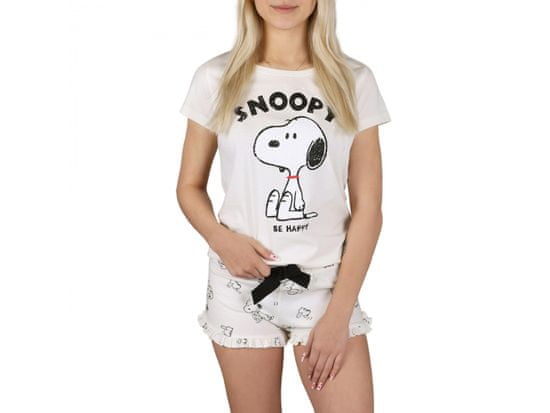 sarcia.eu Snoopy Peanuts Ecru letní dámské pyžamo s krátkým rukávem, bavlna, volánky
