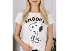 sarcia.eu Snoopy Peanuts Ecru letní dámské pyžamo s krátkým rukávem, bavlna, volánky S