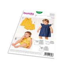 Burda Střih Burda 9358 - Dětské áčkové propínací šaty, halenka, kalhotky