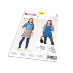 Burda Střih Burda 9356 - Dětská džínová sukně, laclové šaty, sukně s laclem