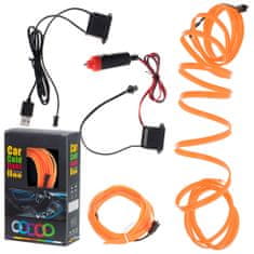 Aga LED ambientní osvětlení pro auto / auto USB / 12V páska 3m oranžová