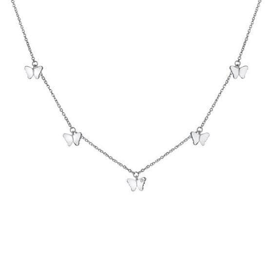 Hot Diamonds Půvabný stříbrný náhrdelník s motýlky Flutter DN168/9