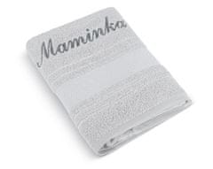 Froté ručník mozaika se jménem MAMINKA - Ručník - 50x100 cm - světlá šedá