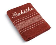 Froté ručník mozaika se jménem BABIČKA - Ručník - 50x100 cm - tmavá terra