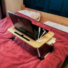 WOWO Přenosný skládací stolek na notebook s USB stojánkem pro použití v posteli