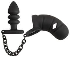 Black Velvets Black Velvets Cock Cage + Butt Plug (Black), pás cudnosti anal lock
