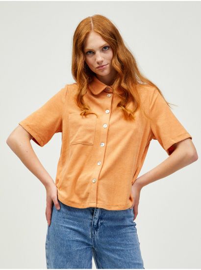 Pieces Oranžová košile s krátkým rukávem Pieces Teri