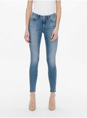 ONLY Modré dámské skinny fit džíny s vyšisovaným efektem ONLY Blush S/32