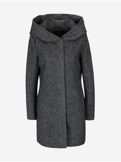 ONLY Tmavě šedý žíhaný lehký kabát s kapucí ONLY Sedona