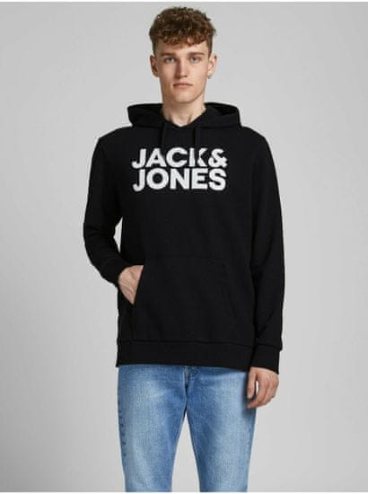 Jack&Jones Černá mikina s kapucí Jack & Jones