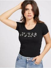 Guess Černé dámské tričko s flitry Guess S