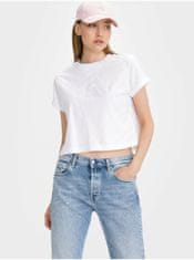 Calvin Klein Bílé dámské zkrácené volné tričko Calvin Klein Jeans S