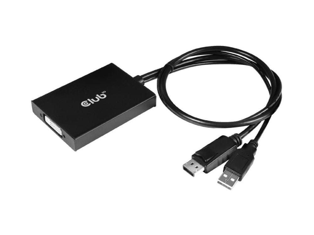 Levně Club 3D Adaptér aktivní DisplayPort na Dual Link DVI-D, USB napájení, 60cm, HDCP ON