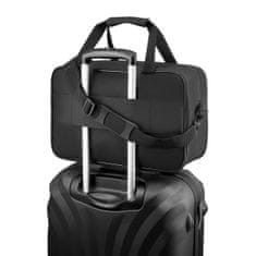 Letecká cestovní/víkendová taška černá, dámská unisex pánská, 40x20x25 cm, ryanair, wizzair, upevnění na kufr, s nastavitelným ramenním popruhem, ZG10