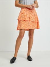 Vero Moda Oranžová vzorovaná sukně s volánem VERO MODA Hanna XL