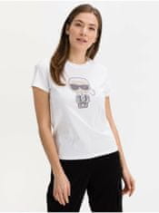 Karl Lagerfeld Bílé dámské vzorované tričko KARL LAGERFELD L