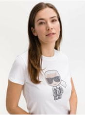 Karl Lagerfeld Bílé dámské vzorované tričko KARL LAGERFELD L