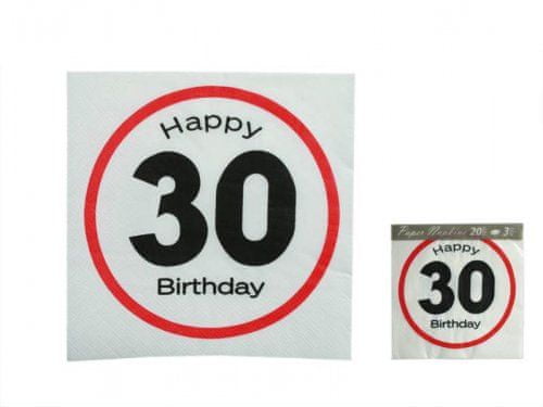 Kemiś Narozeninové ubrousky 20ks Happy Birthday 30