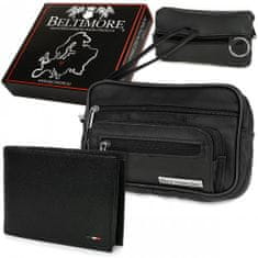 Beltimore P70 Pánská kožená sada peněženka RFiD s klíčenkou a pouzdrem