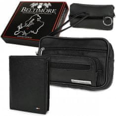 Beltimore P69 Pánská kožená sada peněženka RFiD s klíčenkou a pouzdrem