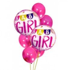 KIK Balónky pro holčičku babyshower 30-46 cm 7 ks růžové