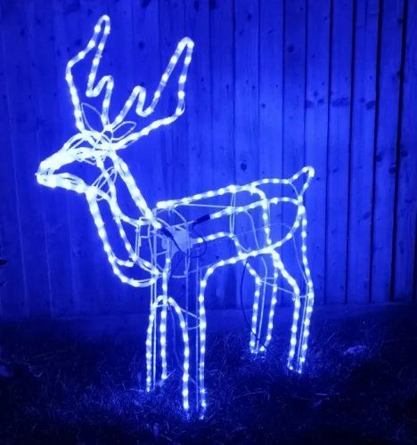 Foxter Vánoční LED Sob s pohyblivou hlavou, 130 cm modrá