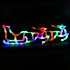 eCa Vánoční LED Sáně se soby 61 x 19 cm, IP20 multicolor