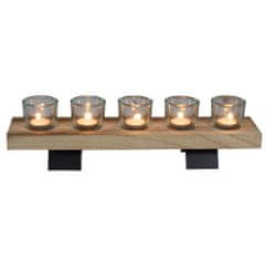 MONOPOL Dřevěný svícen na 5 ks čajových svíček