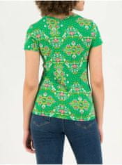 Zelené květované dámské tričko Blutsgeschwister Carnival Carousel XL