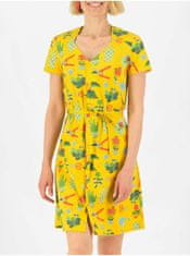 Žluté dámské vzorované propínací šaty Blutsgeschwister Fairy in The Garden Let Love Grow XXL