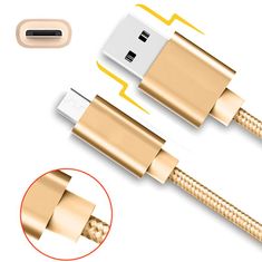 Kabel USB-A - Lightning, M/M, nabíjecí, datový, 1m, opletený, zlatý iPhone