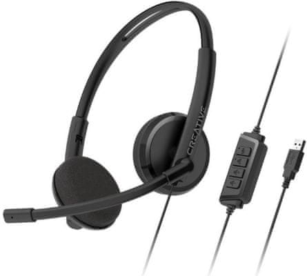 moderní komunikační sluchátka creative HS-220 skvělý zvuk výkonné měniče kabel pro připojení pohodlná na uších lehounká