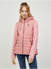 Ragwear Růžová dámská prošívaná bunda s kapucí Ragwear Lucinda XL