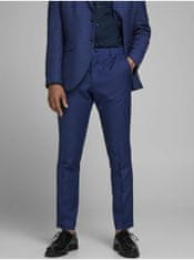 Jack&Jones Modré oblekové slim fit kalhoty s příměsí vlny Jack & Jones Solaris 48