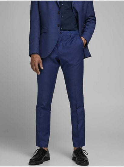 Jack&Jones Modré oblekové slim fit kalhoty s příměsí vlny Jack & Jones Solaris