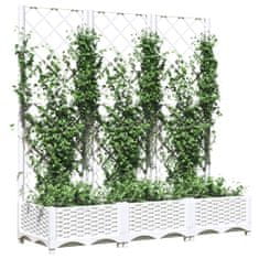 Vidaxl Zahradní truhlík s treláží bílý 120 x 40 x 121,5 cm PP