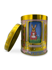 Dům Vánoc Plechová dóza s hrací skříňkou Velikonoční zajíček