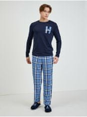 Tommy Hilfiger Sada pánského kostkovaného pyžama a pantoflí v modré barvě Tommy Hilfiger Underwear S