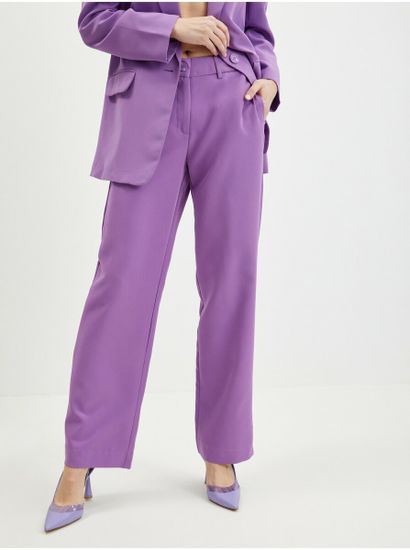 ONLY Fialové dámské široké kalhoty ONLY Lana Berry