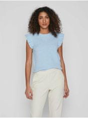 VILA Světle modré dámské žebrované tričko VILA Ril M