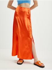 VILA Oranžová dámská saténová maxi sukně VILA Ella M