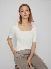VILA Bílé dámské žebrované tričko VILA Lana M
