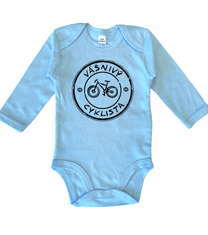 Hobbytriko Body dětské - Vášnivý cyklista Barva: Bledě modrá, Velikost: 6-12 m, Délka rukávu: Dlouhý rukáv