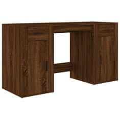 Vidaxl Psací stůl se skříňkou hnědý dub kompozitní dřevo