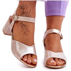 Vinceza Pohodlné kožené sandály na podpatku Gold velikost 40