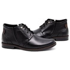 Pánské zimní kožené boty 336LU černé velikost 43