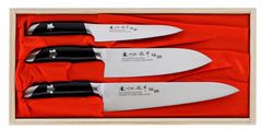 Satake Cutlery Sakura Sada 3 Kuchařských Nožů + Santoku + Uniw
