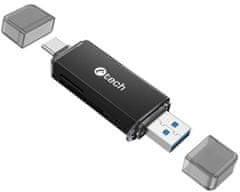 C-Tech čtečka karet, USB-A / USB-C, SD/micro SD