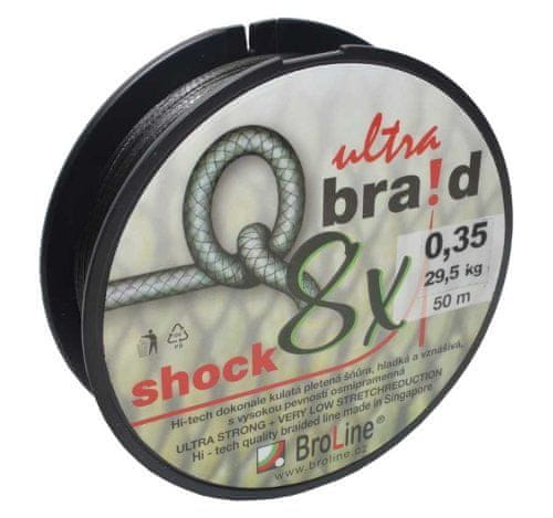 Broline Šňůra Carp Dyneema Q-Braid Shock 8X 0,35 mm