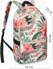 ZAGATTO Dámský batoh v béžové barvě s květinovým vzorem, školní batoh A4, jedna komora se 2 kapsami, velmi prostorný, nastavitelné a pohodlné šle, objem 17 litrů, městský batoh pro ženy, 43x26x16 / ZG696